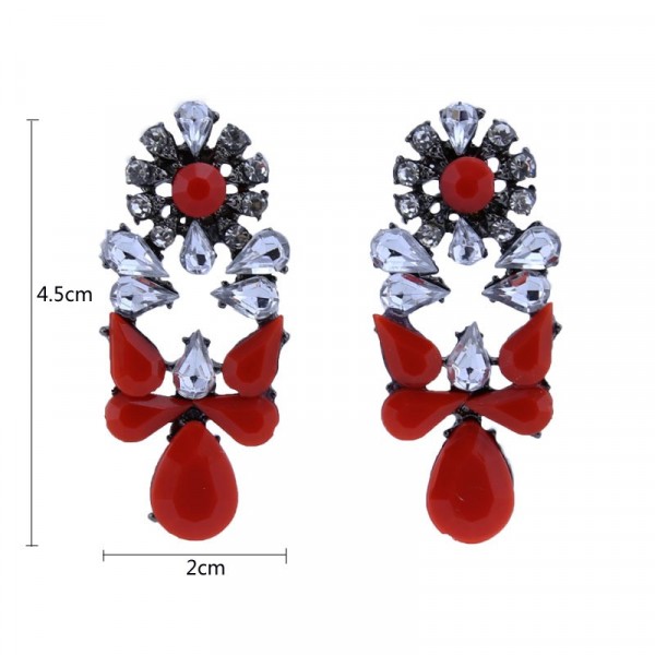 Mia Crystal Red Bauble Statement Earrings